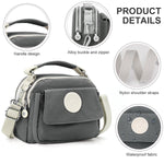 PALAY Hand Bag for Women with 21x10x18cm Size and Three Zippered Compartments | Grey Nylon Shoulder and Sling Style