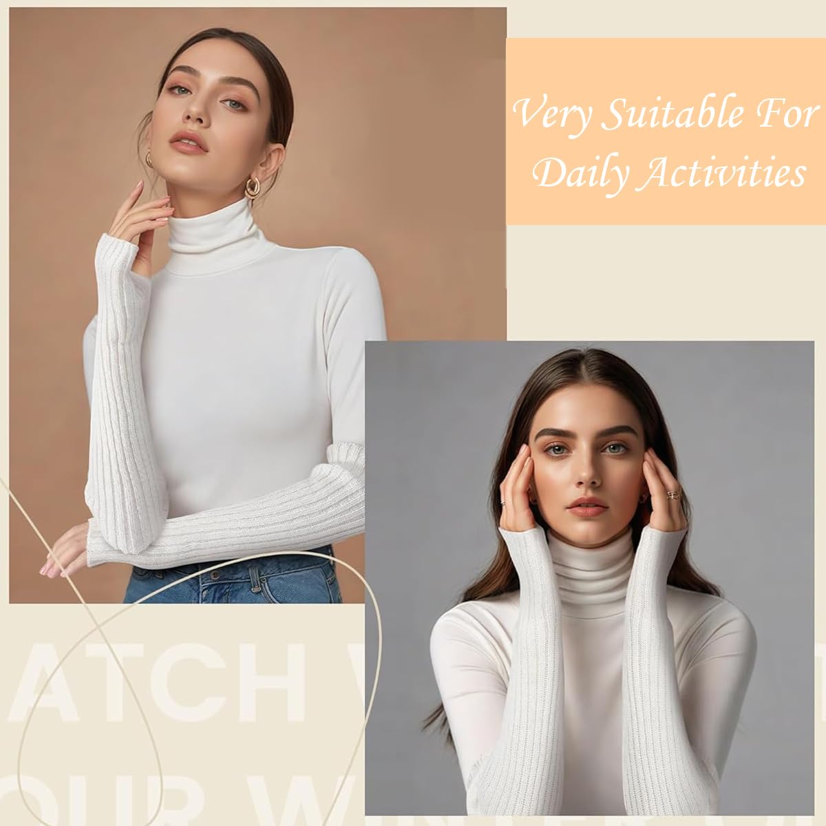 PALAY Hand Warmers for Women featuring 50cm Fingerless Design with Thumb Hole | White Knit Arm Sleeves