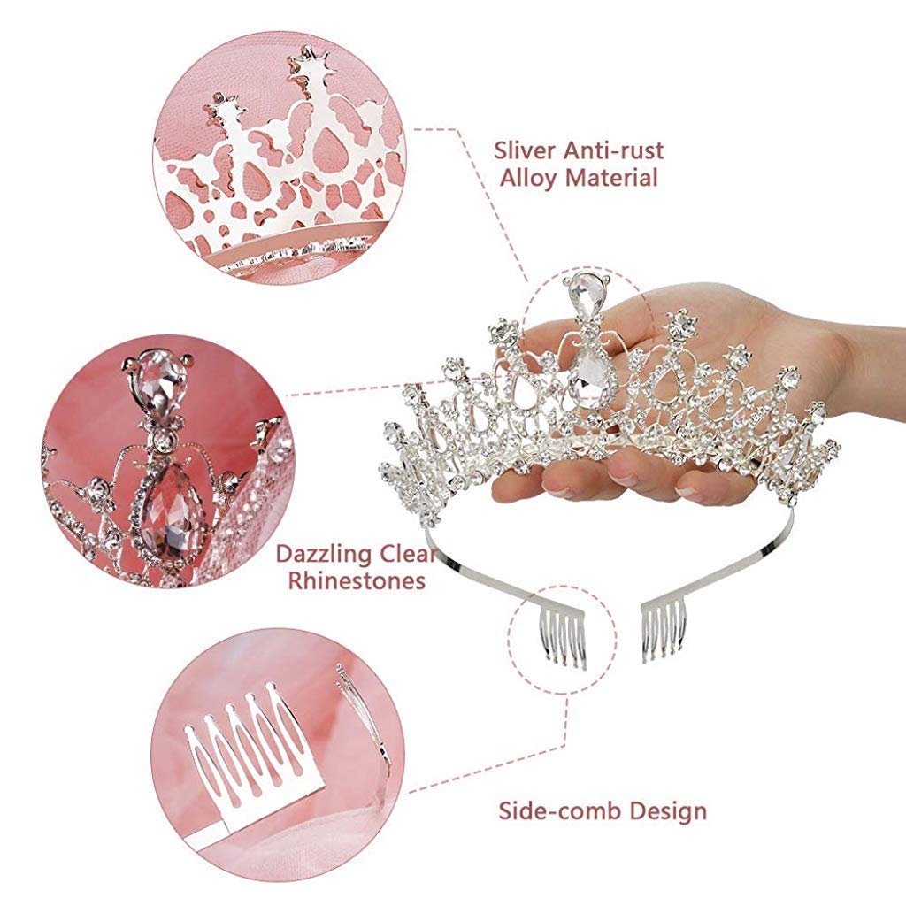 PALAY Crystal Tiara Crown for Weddings and Proms featuring Side Comb Design | Alloy and Rhinestones 5.9×1.8 in
