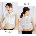 PALAY Fake Collars Shirts for Women with 4 Button Classic Style and Adjustable Straps | White & Black Lace Detachable Half Shirt