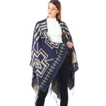 PALAY Womens Shawl for Winter and Indoor Outdoor Use with Front Loop 51 x 59 in | Soft Dacron Checked Wrap Black