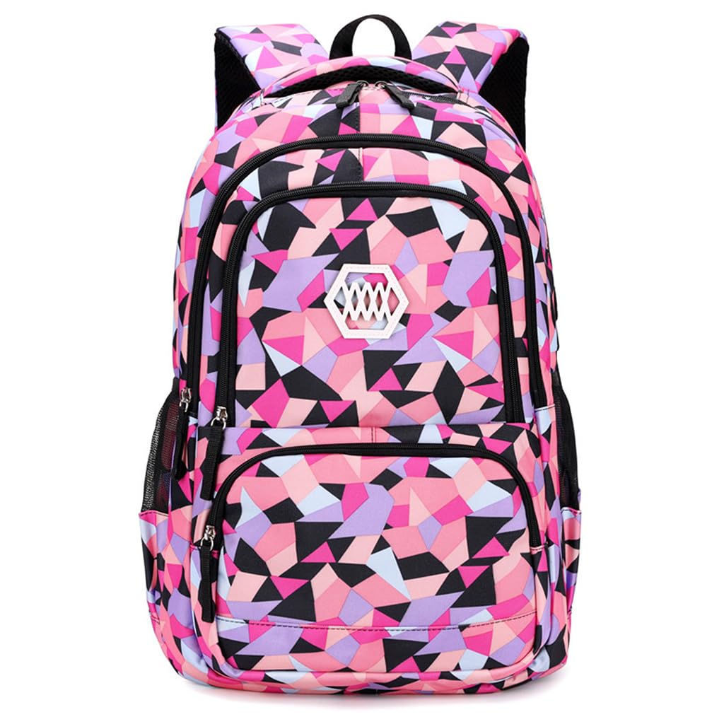 PALAY® School Bags for Girls Trendy Bags for Women College Large Capacity Geometric Printed Backpacks for Women Stylish Water Resistant School Bags Travel Multi-Pouches Laptop Backpack Gift