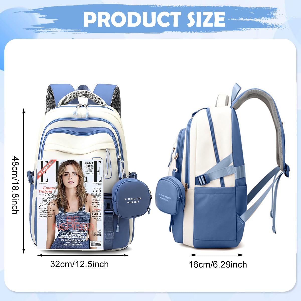 PALAY Girls Backpack for School and Travel with Multi Compartments and Padded Straps | Blue Nylon Design