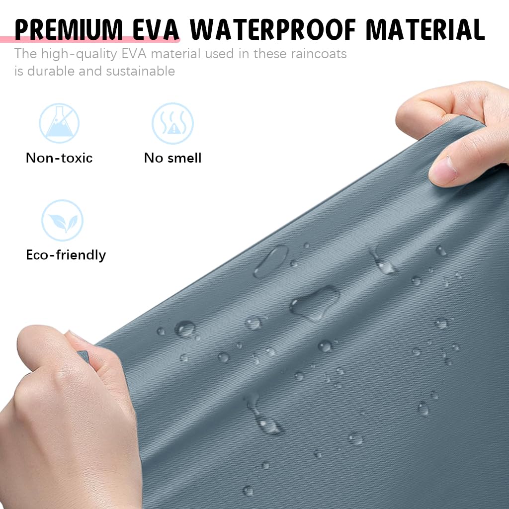 PALAY Rain Ponchos for Adults with Button Up Hood 120cm EVA Waterproof Design | 2 Pack Reusable Raincoat for Travel and Outdoor Use