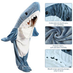 PALAY® Shark Blanket Pajamas for Girls and Boys Teen Soft Fleece Blanket Warm Plush Shark Wearable Blanket Hoodie Onesie Shark Sleeping Bag Pajamas Party Halloween Costumes - M