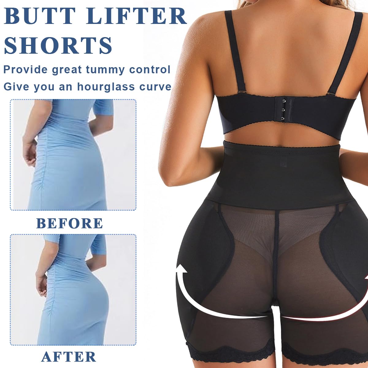 PALAY Hip Pads for Women with 2 pcs Hip Insert Pads and Dacron Fabric | Black XL Shapewear