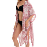 PALAY Women’s Beach Coverups for Bikini Swimwear with 3/4 Sleeves and Open Front | Floral Print Cardigan for Vacation and Resort Wear
