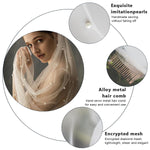 PALAY Bridal Veil for Wedding Featuring Alloy Comb and 2.3m Lace Tulle with Pearls | Pure White