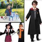 PALAY® Gryffindor Costume Set Halloween Costume Set of 5Pcs Magic Harry Pottery Costume Set with Glasses, Magic Wand, Robe, Scarf, Tie, Cosplay Costume For Kids 125-135 cm