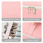 GUSTAVE® Makeup Pouches for Home & Travel, Toiletry Bag for Cosmetics, Brushes (Pink)