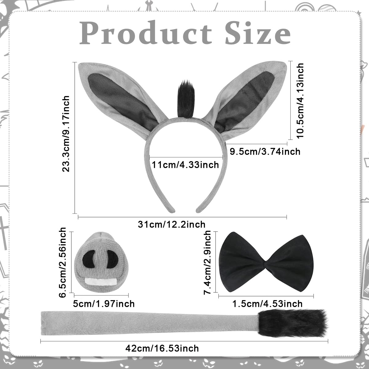 PALAY Animal Tutu Skirt Costume Set for Kids with Cow Ears Tail and Bow Tie | Halloween Dress‑Up