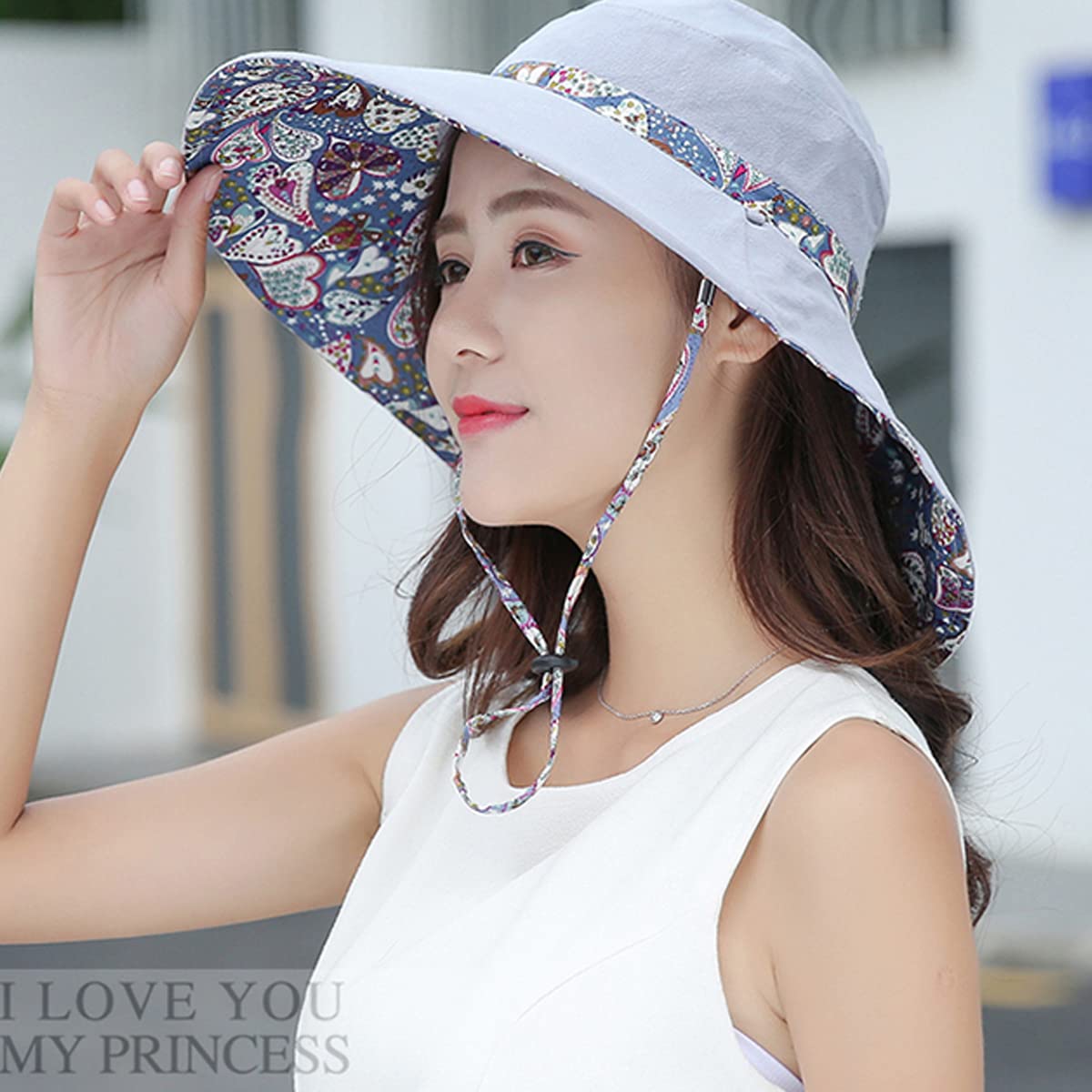 PALAY Womens Sun Hat for Outdoor Travel with 10 cm Crown and Reversible Design | Grey Cotton