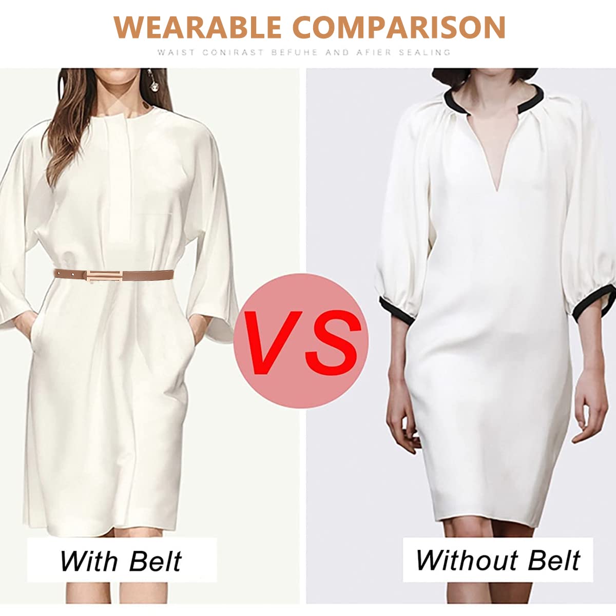 PALAY Fashion Belt for Women with Fine Metal Buckle 0.7 in Width PU Leather Brown | Dress Accessory