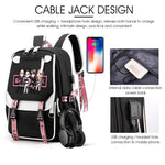 PALAY Blackpink School Backpack for Girls with USB Charging Port and 15.6 in Laptop Fit | Nylon Travel Bag