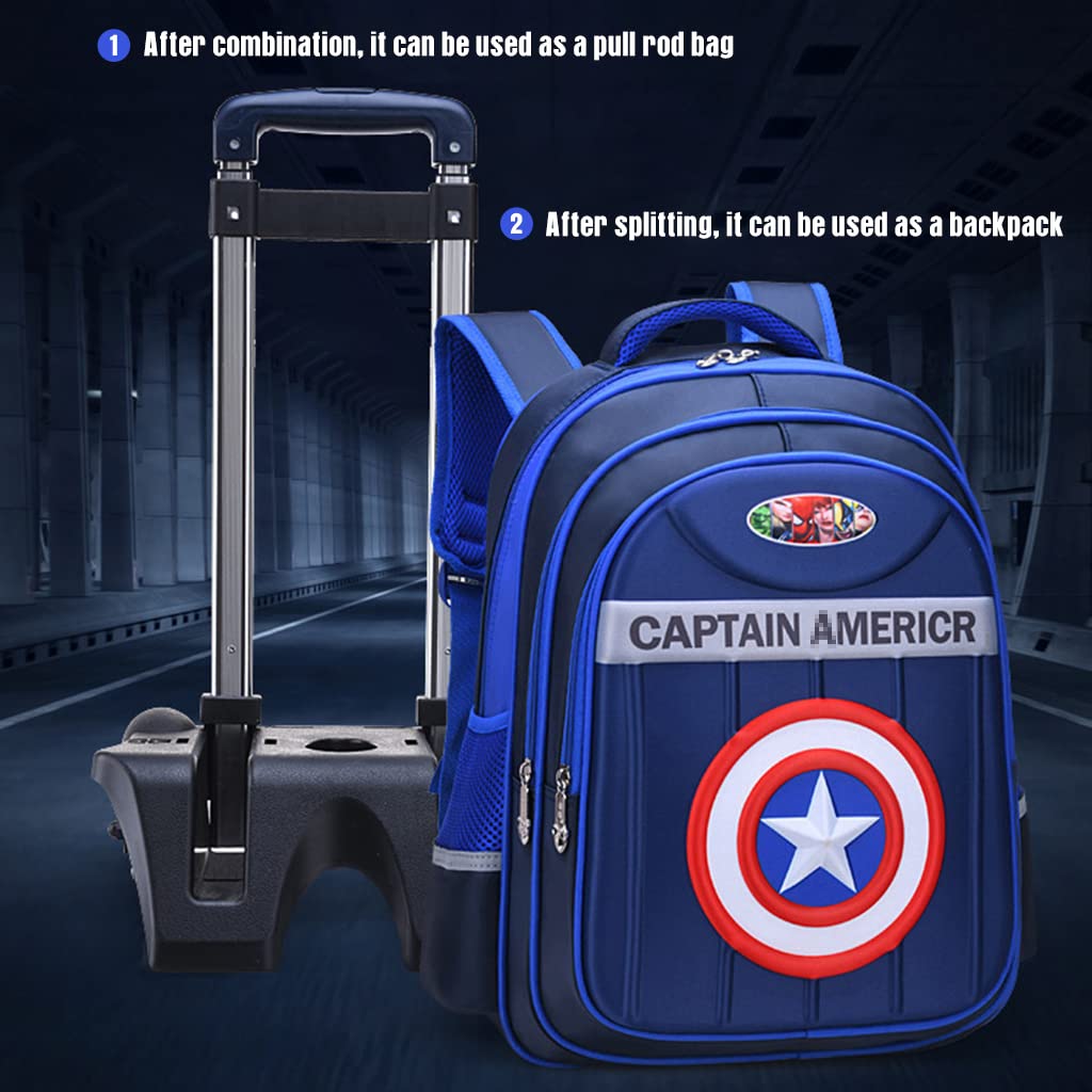 PALAY® School Backpack for Boys Girls Travel Backpack on Wheel Boys School Backpack with 6 Wheel, Detachable Wheel Stand with Puller New School Bag for Primary Gift School Backpack