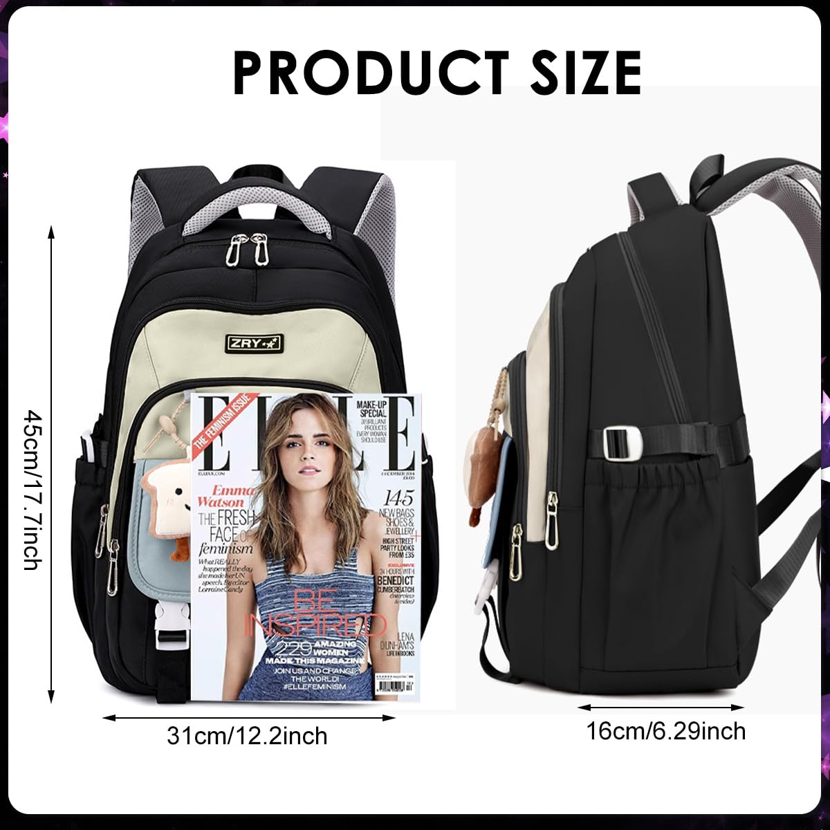 PALAY School Backpack for Students with 3 Zip Compartments and Padded Shoulder Straps | Khaki Casual Style