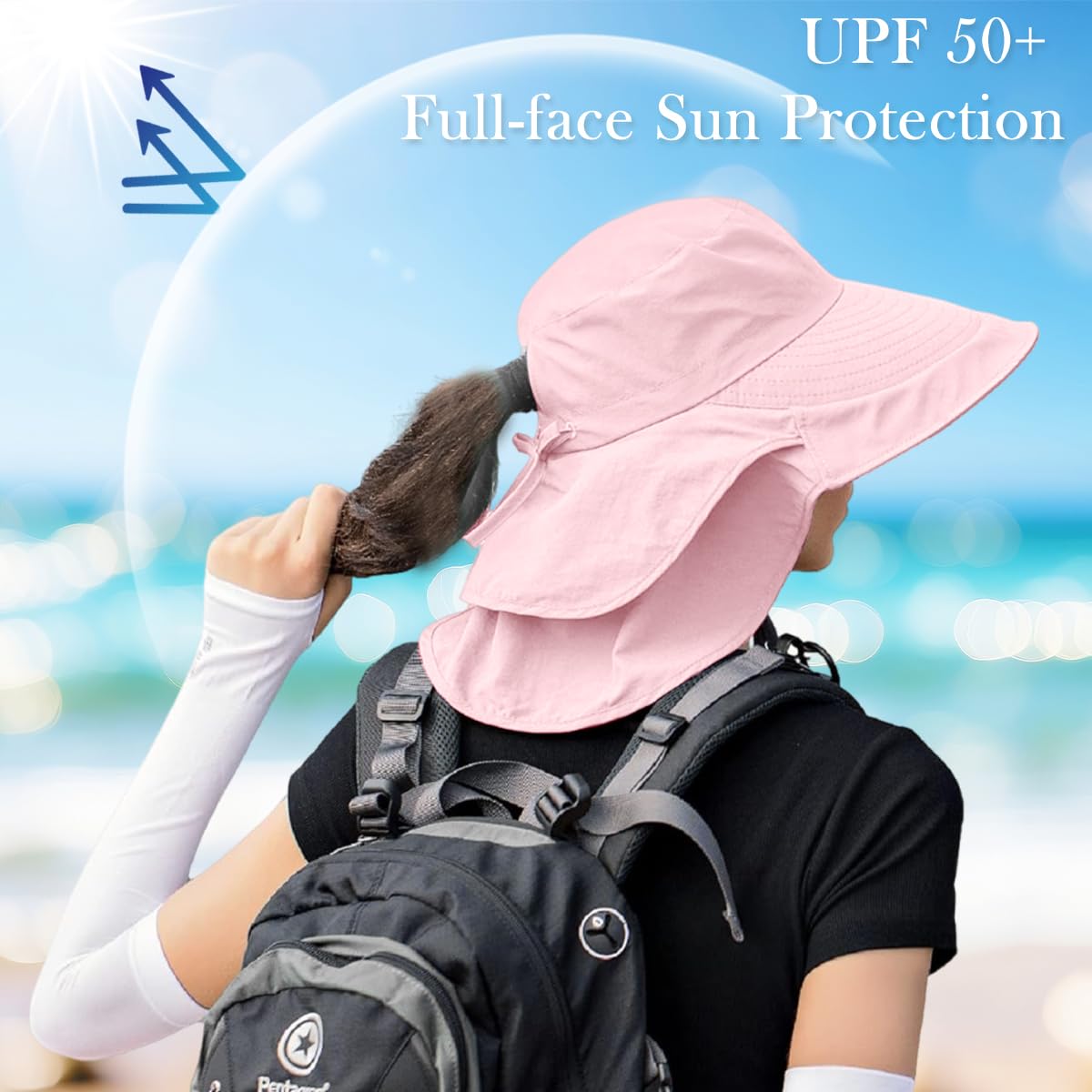 PALAY Sun Hat for Women with Wide Brim and Neck Flap featuring UPF 50+ Protection | Grey