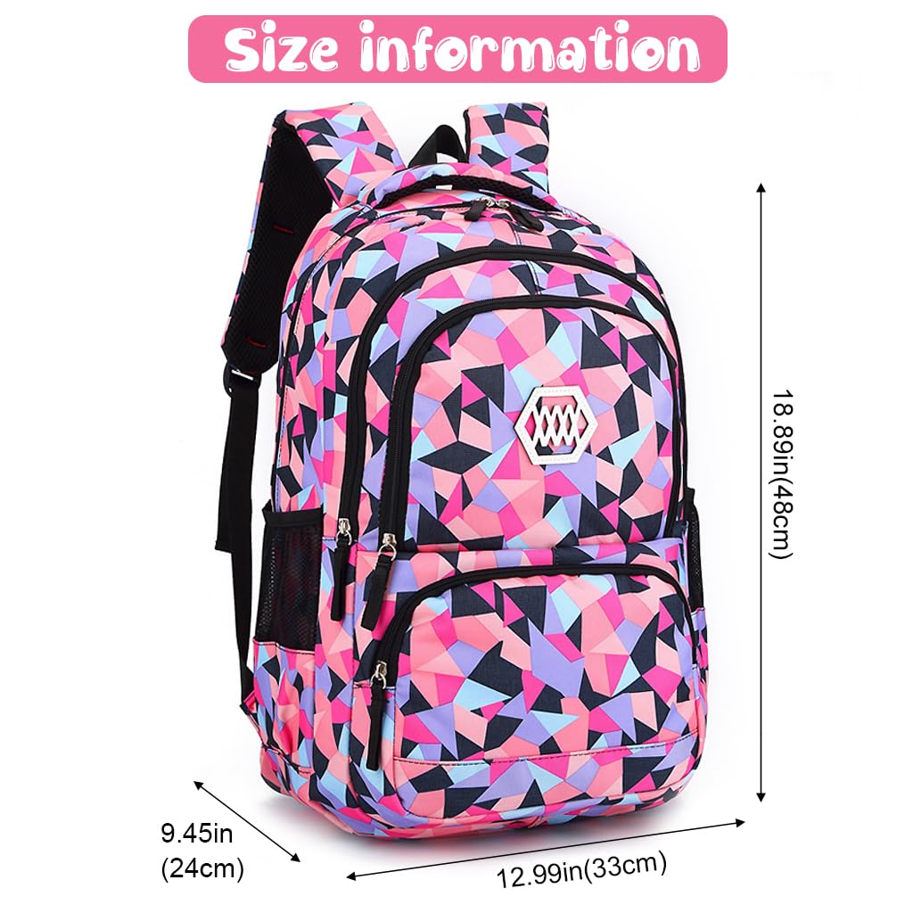 PALAY® School Bags for Girls Trendy Bags for Women College Large Capacity Geometric Printed Backpacks for Women Stylish Water Resistant School Bags Travel Multi-Pouches Laptop Backpack Gift