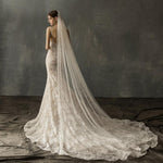 PALAY Bridal Veil for Wedding Featuring Alloy Comb and 2.3m Lace Tulle with Pearls | Pure White