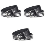 PALAY Punk Rock Studded Belt for Women featuring Three Row Nails 113cm PU Leather Black