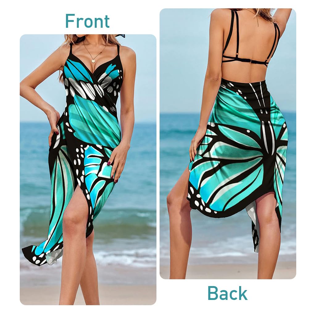 PALAY Beach Wear Dress for Women featuring Butterfly Print and Adjustable Fit | Lightweight Waterproof Cover Up 3 PCS