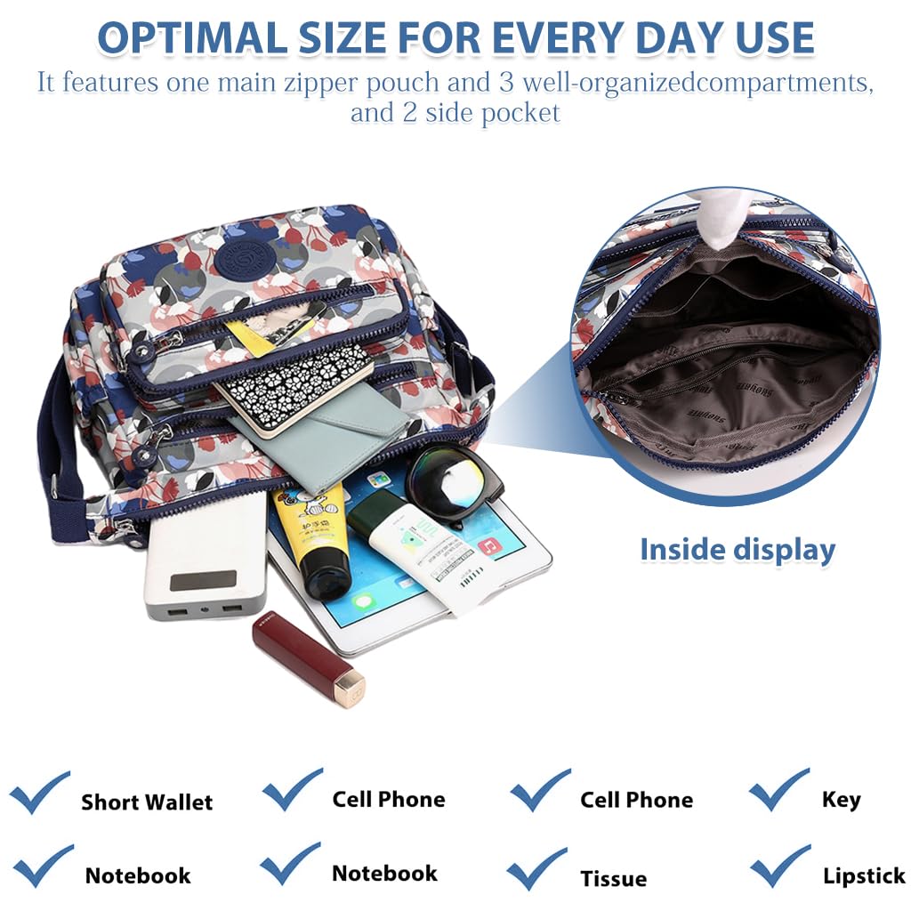 PALAY Women Crossbody Bag for Everyday Use with Multi Layer Compartments and Waterproof Nylon