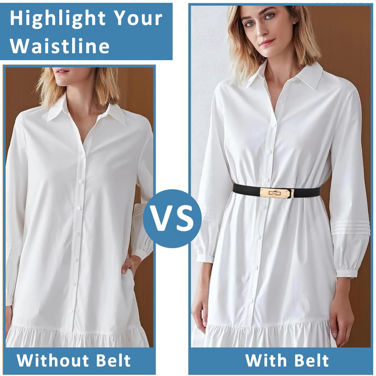 PALAY Waist Belt for Women featuring Metal Snap Button Adjustable 63–105 cm PU Leather | Stylish Accessory for Dress or Blazer