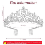 PALAY Tiara Crown for Wedding and Party with Side Combs featuring 13cm Width | Silver Crystal Headband for Women and Girls