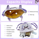 PALAY® Kawaii Handbag for Girls Cartoon Purple Kuromi Mini Tote Handbag with Shoulder Strap Girls Mini PU Crossbody Handbag Purse Kuromi Tote Bag Gift Handbag for Girls, 16x7x22cm