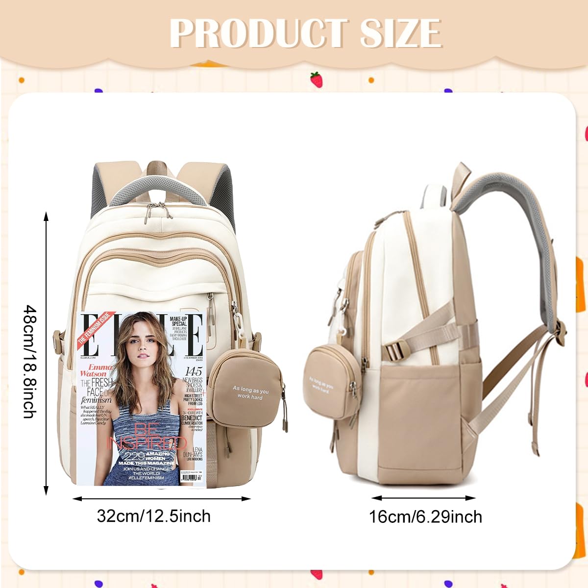 PALAY Casual Backpack for Travel and School featuring Padded 15.6 in Laptop Compartment | Beige Nylon 3 PCS Set
