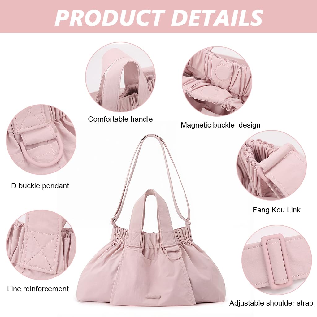 PALAY Crossbody Bag for Women featuring Extra Open Pocket in Pink Waterproof Nylon | Ideal for Travel and Outdoor