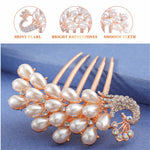 PALAY Peacock Claw Hair Clips for Women with Pearls and Rhinestones 8.5 cm | Non‑Slip Bun Clamp