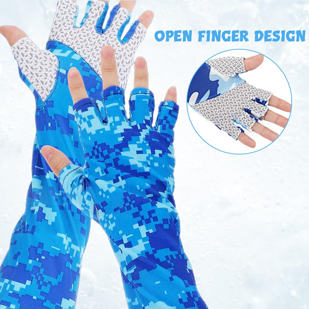 PALAY Arm Sleeves UV with Fingerless Glove Design for Cycling and Sports featuring UPF50+ Sun Protection | Cooling Ice Silk Fabric for Men and Women