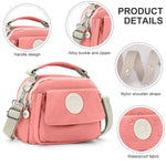 PALAY Womens Crossbody Bag for Travel with Triple Zipper Layers 21x10x18cm Waterproof Pink