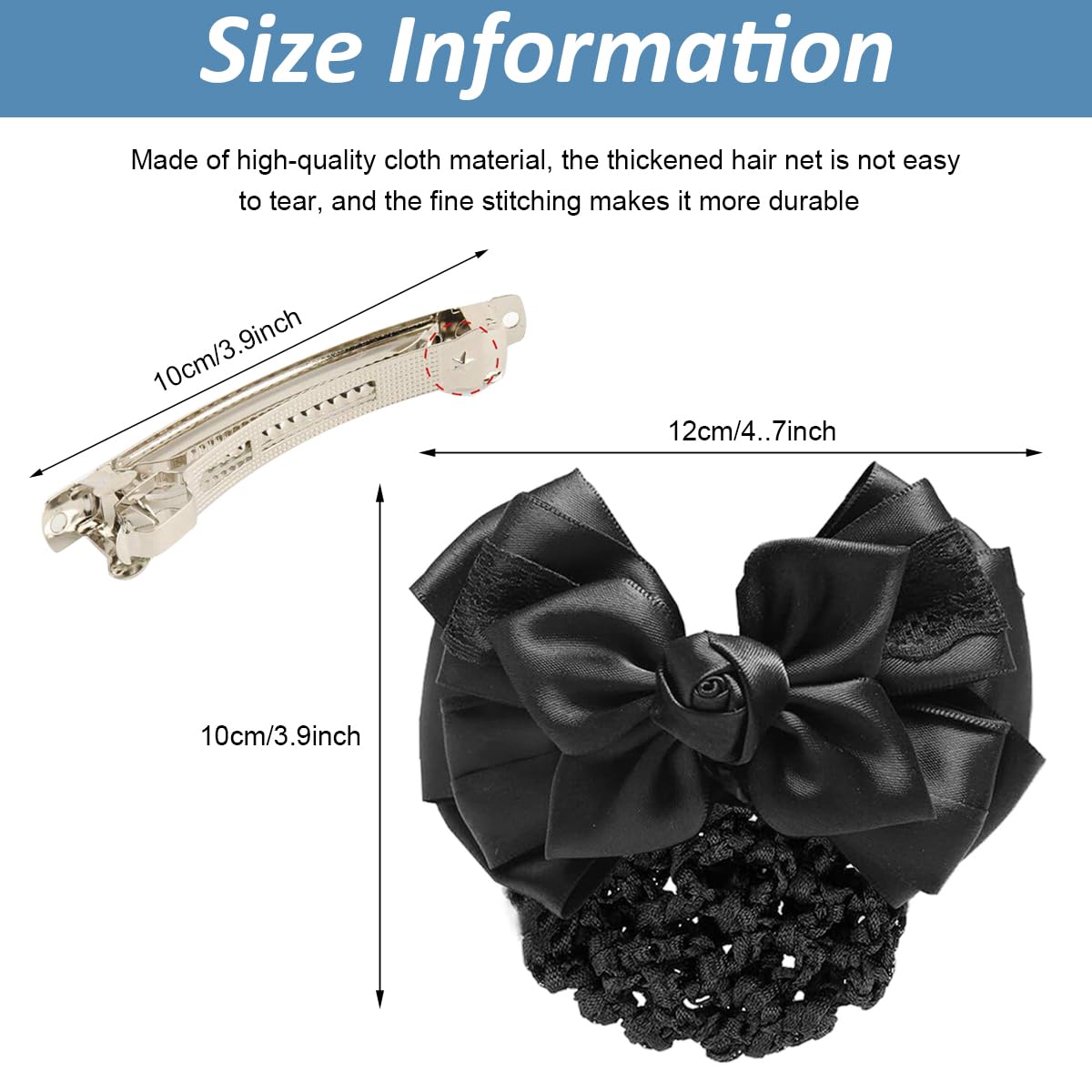 PALAY Hair Bun Nets Clip with Lace Bow for Work or Daily Wear | 2 PCS Women Accessory