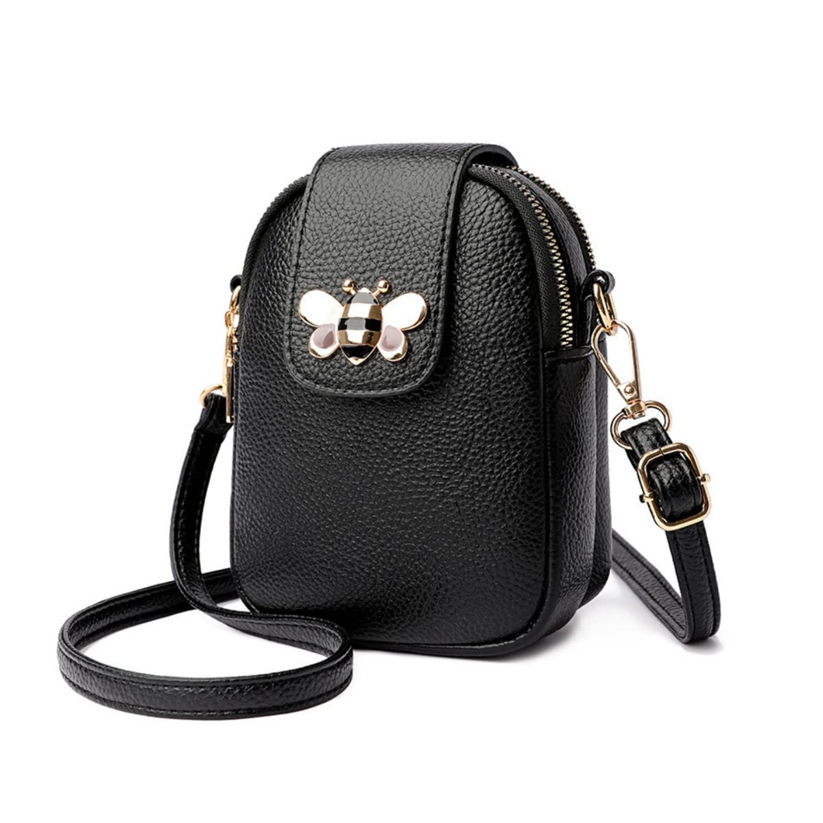 PALAY Small Crossbody Phone Bag for Women with Multi Layer Zipper Compartments 5.1×3.2×7.8 in PU Leather | Classic Solid Color Purse for Daily Use
