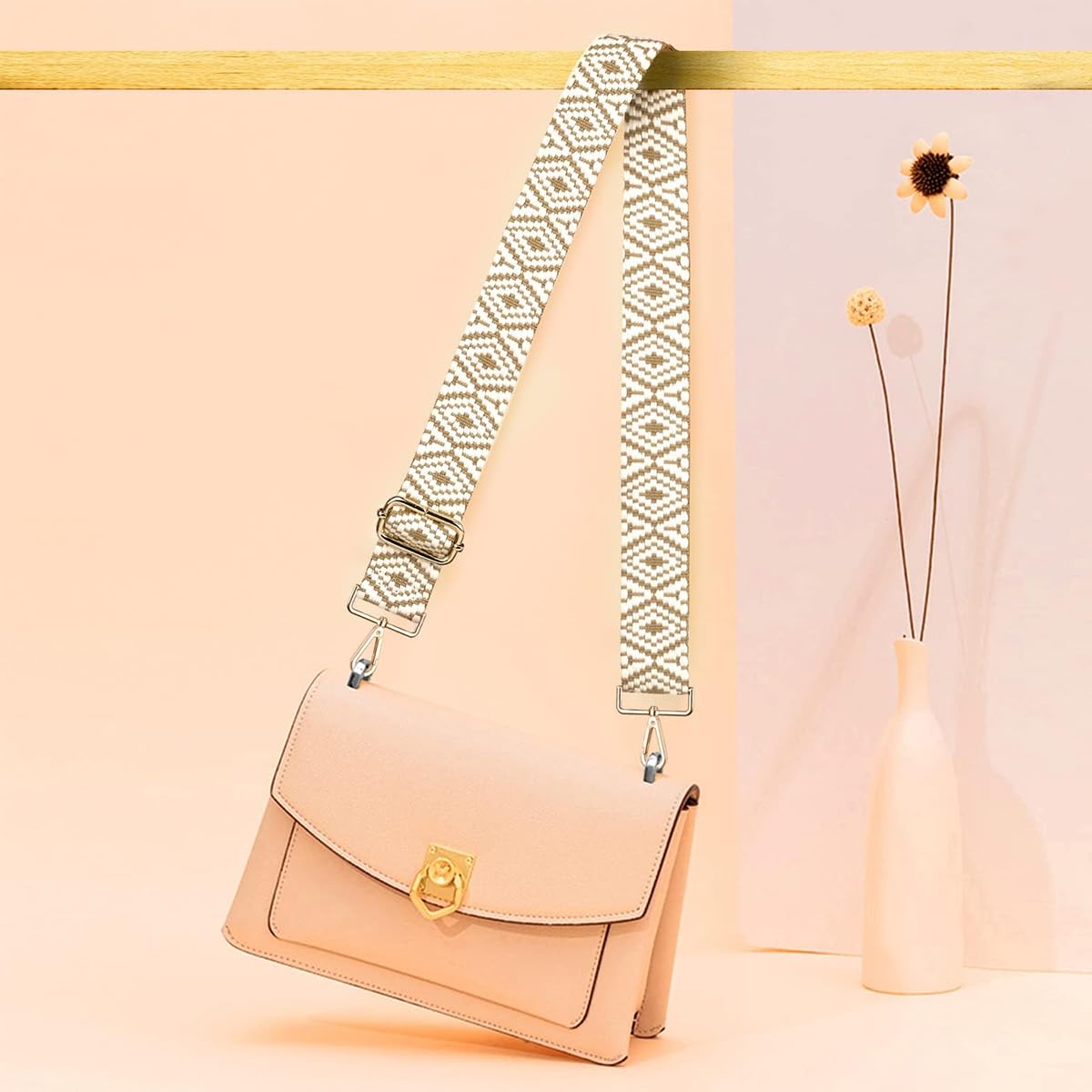 PALAY® Purse Strap Replacement Crossbody Wide Shoulder Strap Fashion Adjustable Canvas Straps Handbag Strap for Women Replacement Handbag Straps