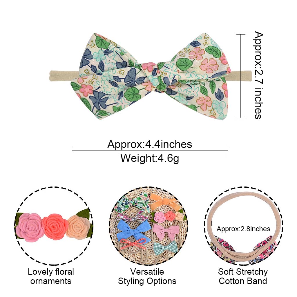 PALAY Baby Girl Headbands featuring Adorable Bow and Flower Designs | 10 Pack Nylon Set