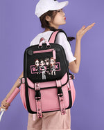 PALAY Black Pink School Backpack for Girls featuring USB Cable Jack and 15.6 in Laptop Slot | Nylon Casual Bag