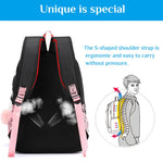 PALAY School Backpack for College Girls with USB Charging and Headphone Port 35L Black