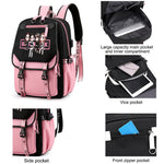 PALAY Black Pink School Backpack for Girls featuring USB Cable Jack and 15.6 in Laptop Slot | Nylon Casual Bag