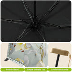 PALAY Women Sun Umbrella UPF 50+ for Travel with 6 Strong Ribs and Black Liner | Floral Foldable Design