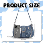 PALAY Shoulder Bag for Girls featuring 23x7x13cm compact design with chain strap and zipper closure | Blue Canvas Handbag