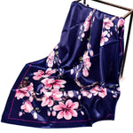PALAY Scarf for Women 27x27 in Satin Square Wrap with Silk Like Polyester | Navy Headscarf