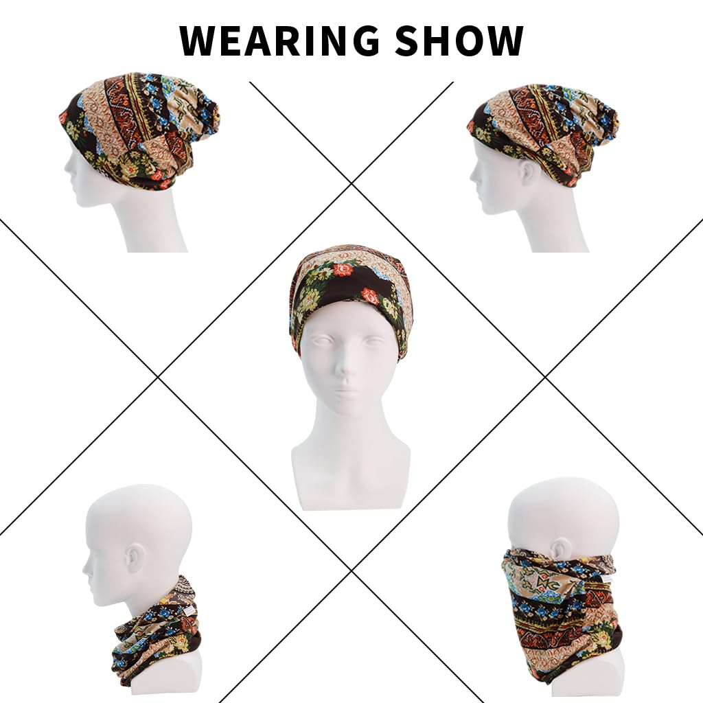 PALAY Chemo Cap Beanie for Women with Double Layer Design and Boho Prints | Soft Stretch Head Scarf