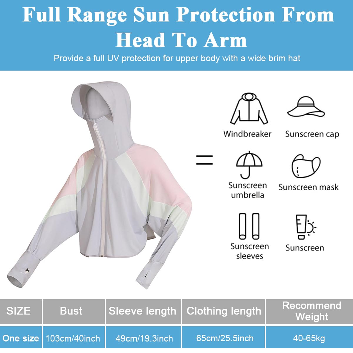 PALAY Sun Protection Hoodie for Women with Brim and Full Zip UPF 50+ | Quick-Dry Grey