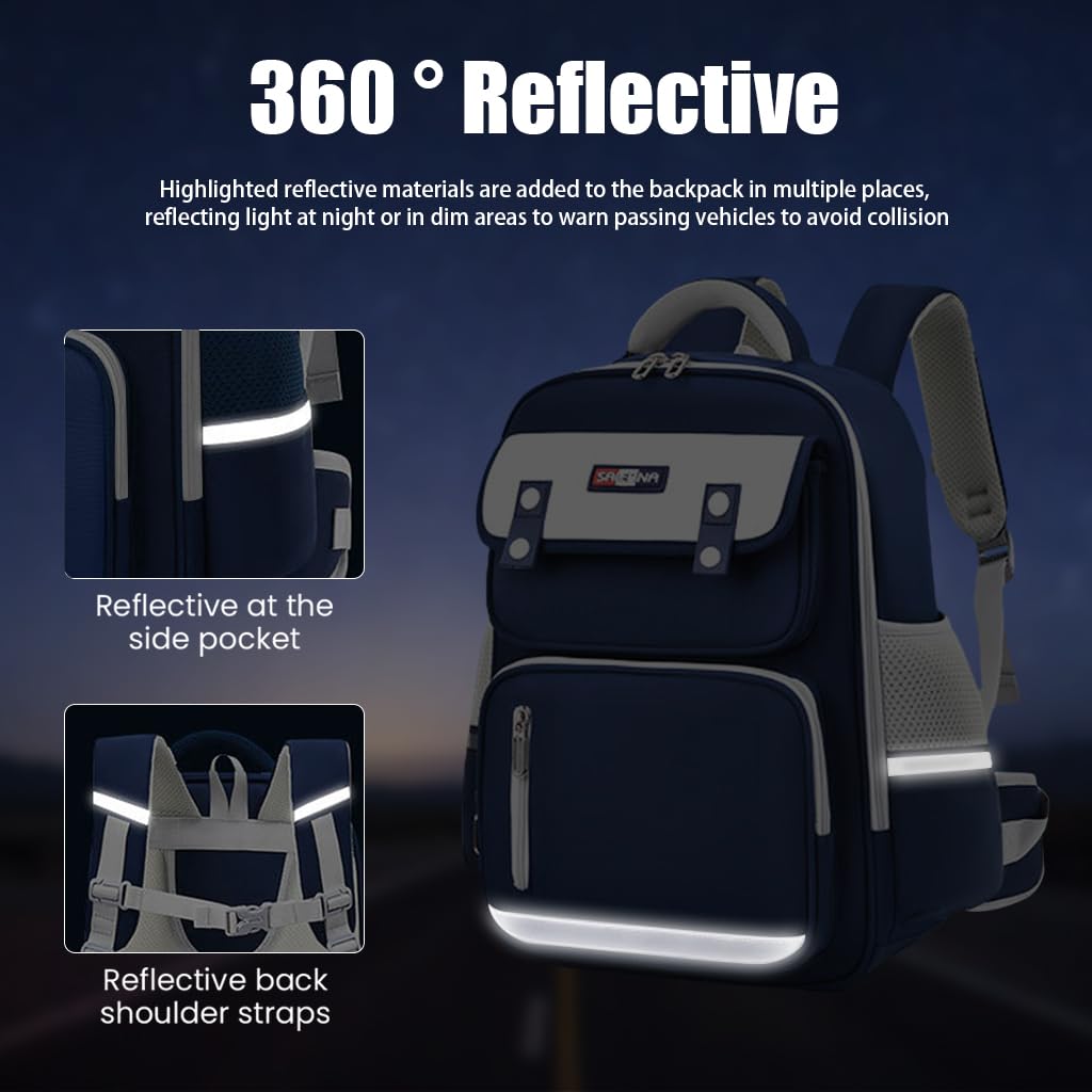 PALAY School Backpack for Kids with Chest Buckle and Reflective Strip Waterproof Oxford Cloth for 5–10 Year Olds | Ergonomic Burden‑Relief Design