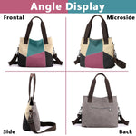 PALAY® Canvas Tote Shoulder Bag Handbag for Women Fashion Patches Style Tote Bag with Detachable Shoulder Strap Large Canvas Tote Bag for Daily Work Bag for Women
