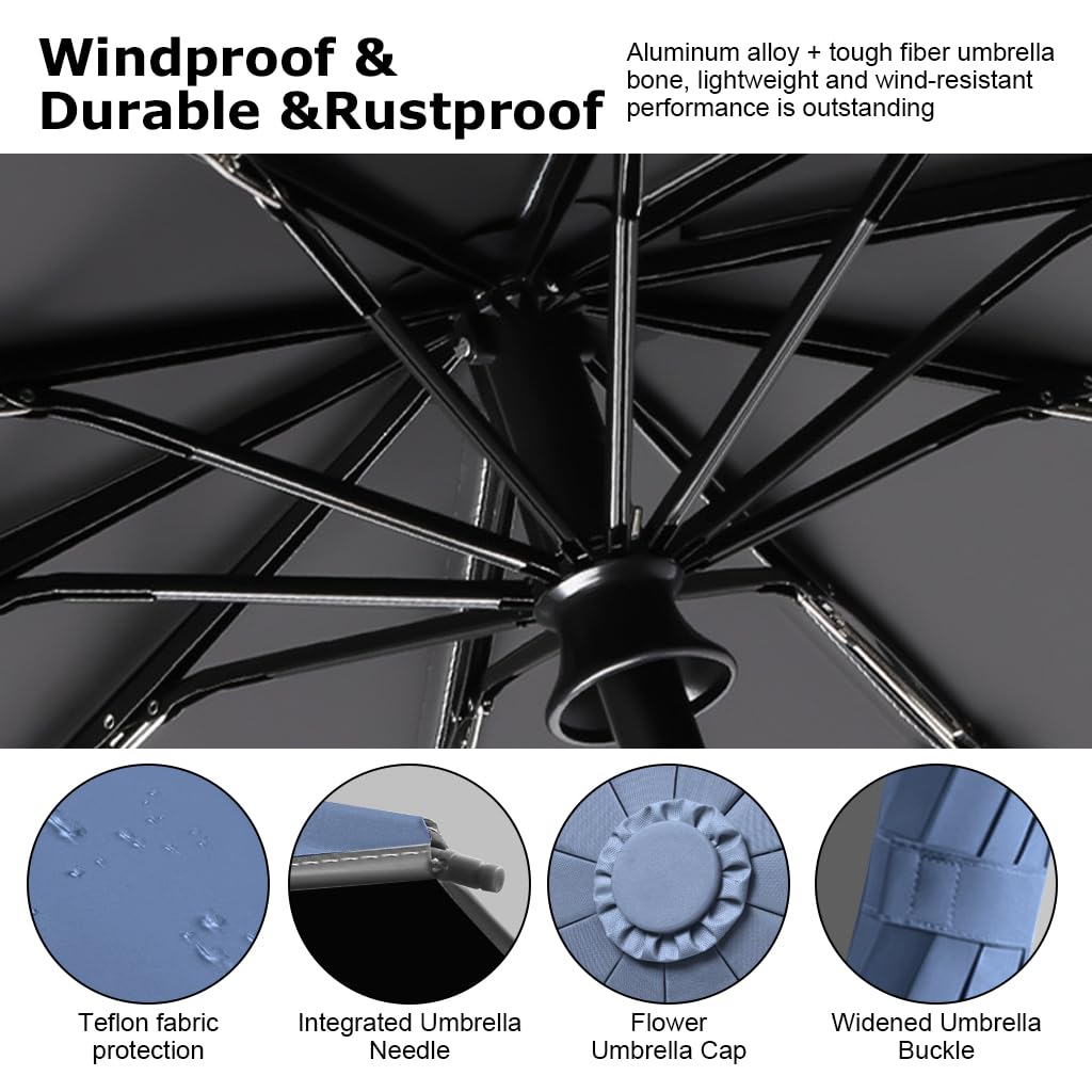 PALAY Umbrella for Travel and Outdoor Use with 50 in Canopy and 10 Dual Ribs | Automatic Open Close