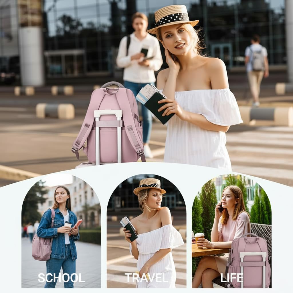 PALAY School Bag for Girls with 3 Zipper Compartments and Waterproof Nylon | Purple Backpack